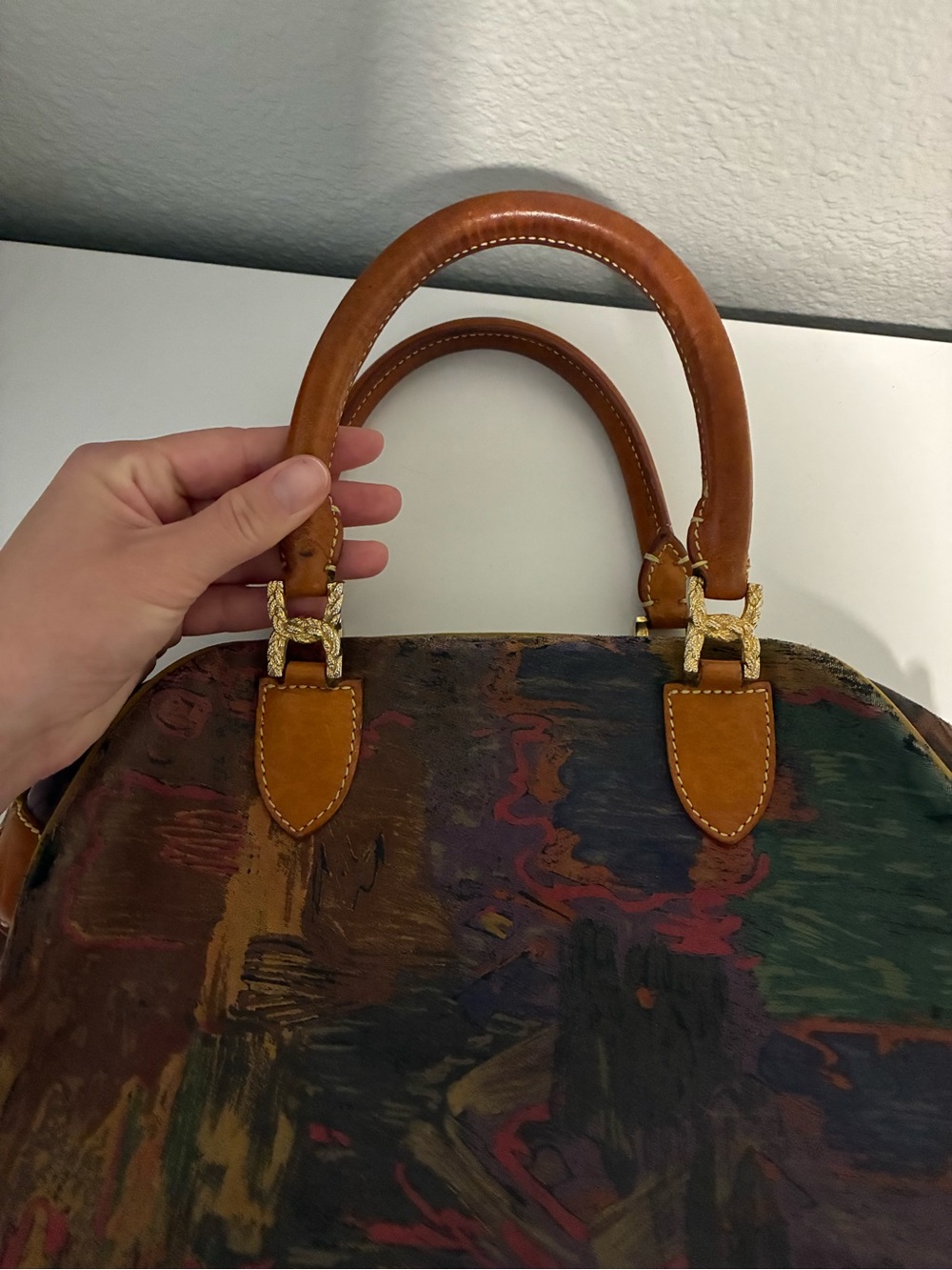 Van Gogh Leather-Trim Multicolor Satchel - Picture 6 of 11